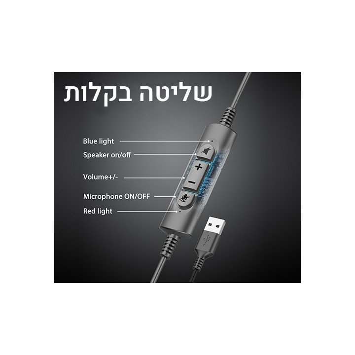 מיקרופון מדונה למוקד טלפוני עם מחבר USB שלט חוטי וקשת מרופדת Mizuki Ca