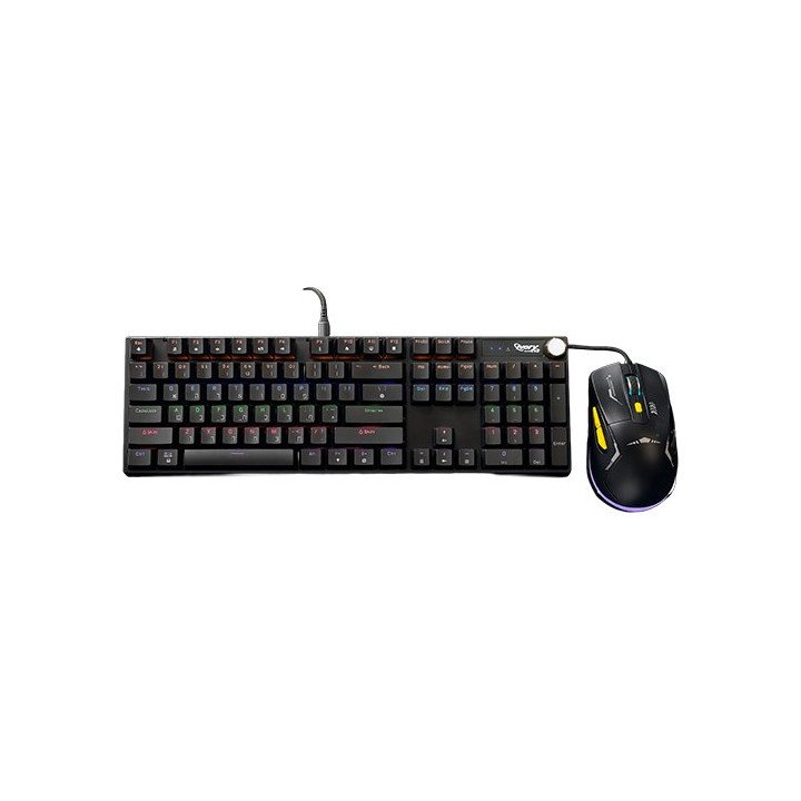 סט גיימינג חוטי מכאני Super Gaming Q600 RGB Blue Switch בצבע שחור