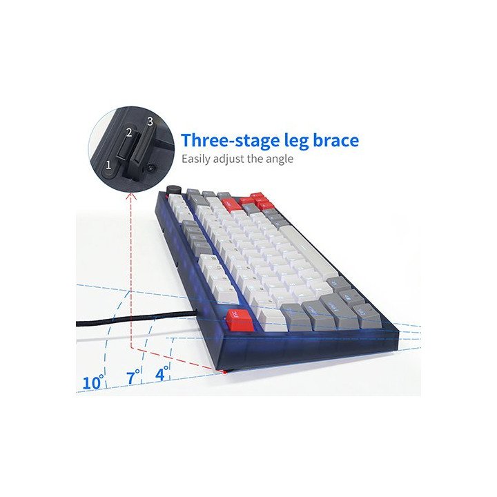 מקלדת גיימינג GK75 אלחוטית מכנית סוויץ' Gateron Blue בצבע שחור