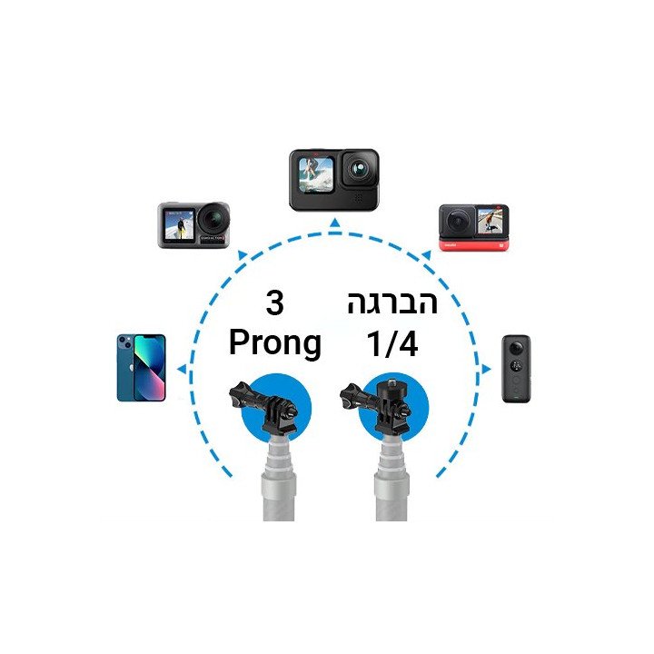 מוט סלפי טלסקופי רב שימושי וסופר ארוך 3 מטר TELESIN GP-MNP-300-3 עבור 