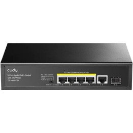 מתג Cudy Switch GS1005PTS1 עם 5 יציאות Gigabit PoE  + חריץ SFP