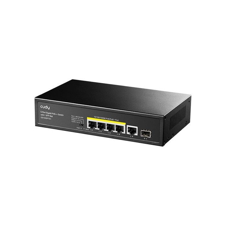 מתג Cudy Switch GS1005PTS1 עם 5 יציאות Gigabit PoE  + חריץ SFP