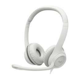 אוזניות Logitech H390 USB Headset עם מיקרופון בצבע לבן