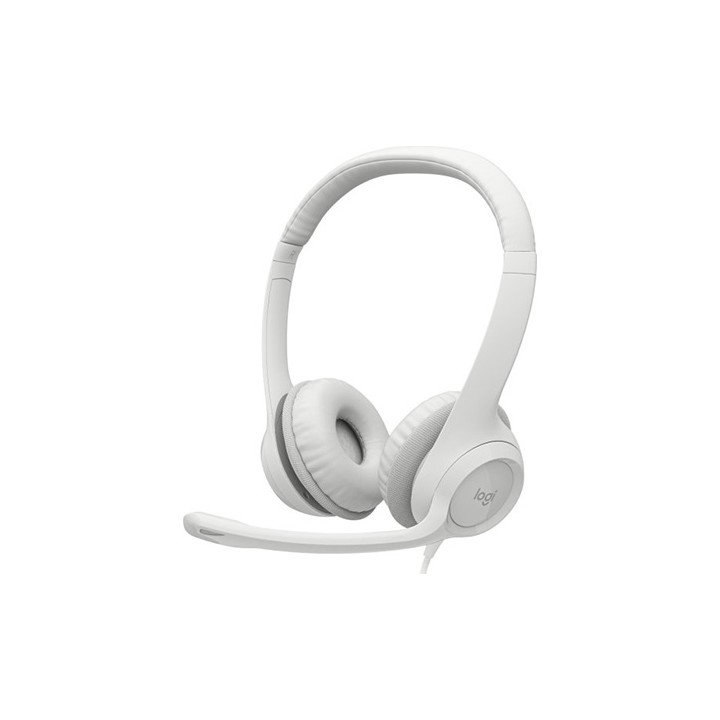 אוזניות Logitech H390 USB Headset עם מיקרופון בצבע לבן