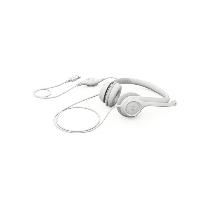 אוזניות Logitech H390 USB Headset עם מיקרופון בצבע לבן