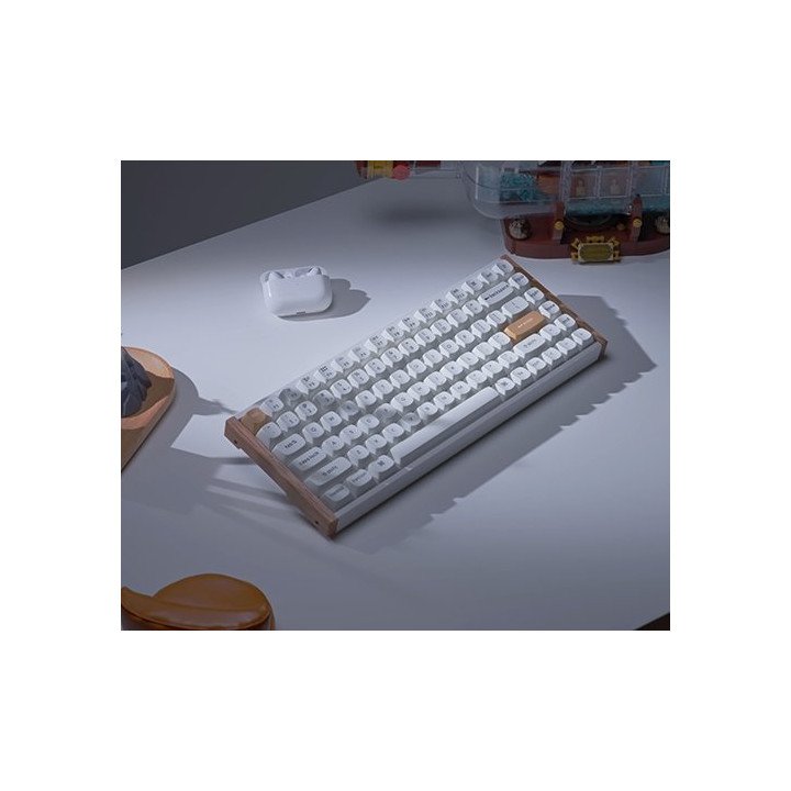 מקלדת אלחוטית מכנית Keychron K2 HE Magnetic Switch RGB בצבע לבן עץ