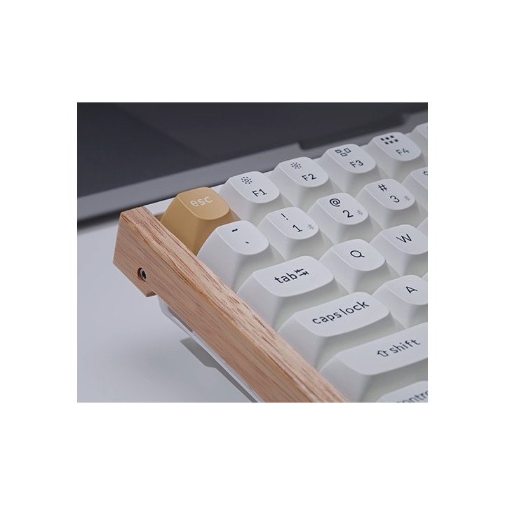 מקלדת אלחוטית מכנית Keychron K2 HE Magnetic Switch RGB בצבע לבן עץ