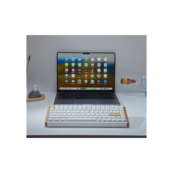 מקלדת אלחוטית מכנית Keychron K2 HE Magnetic Switch RGB בצבע לבן עץ