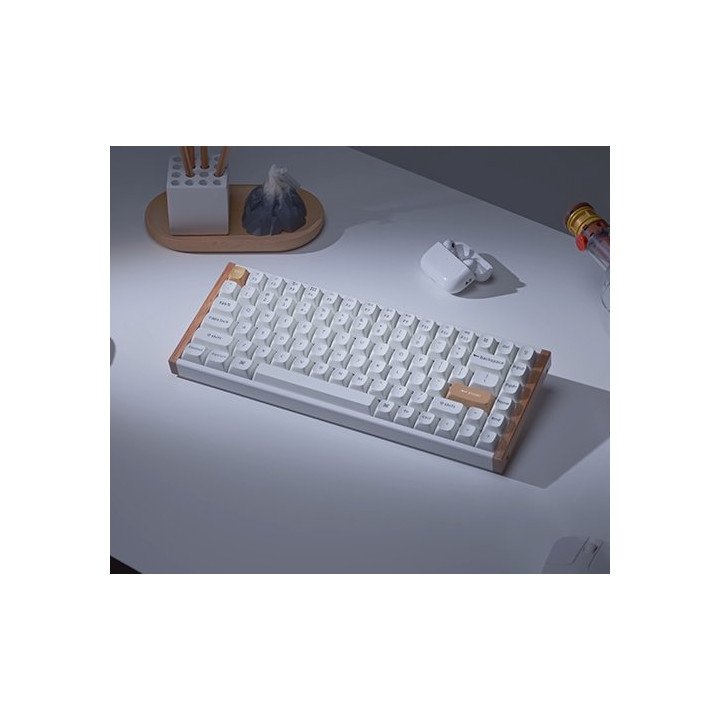 מקלדת אלחוטית מכנית Keychron K2 HE Magnetic Switch RGB בצבע לבן עץ