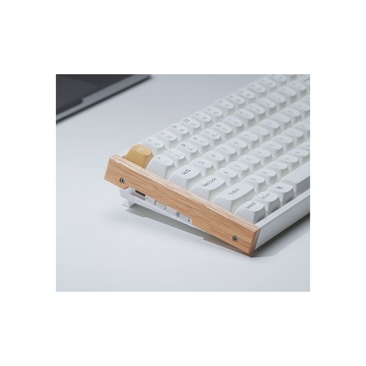 מקלדת אלחוטית מכנית Keychron K2 HE Magnetic Switch RGB בצבע לבן עץ