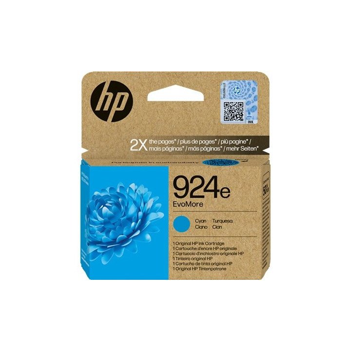ראש דיו HP 924e כחול (ציאן) מקורי דגם EvoMore (4K0U7NE)