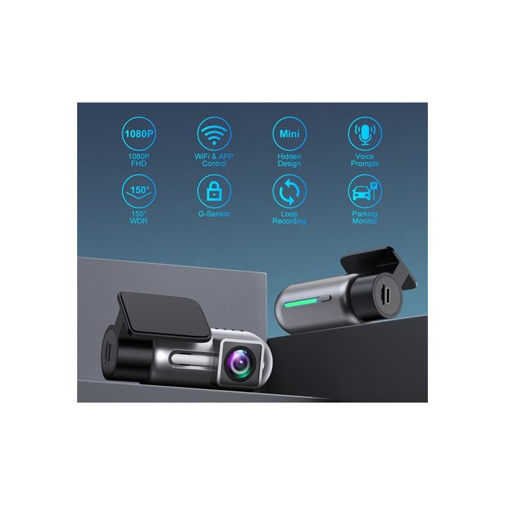 מצלמת דרך לרכב 1080p דאש קאם אלחוטית עם WI-FI, חיישן G וראיית לילה טוב