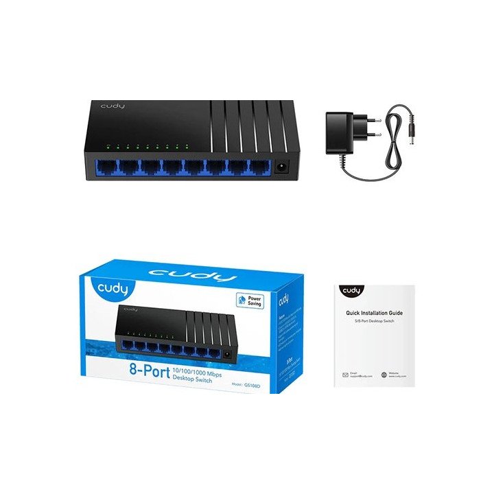 מתג רשת 8 פורטים לא מנוהל Cudy GS108D 8-Port Gigabit Unmanaged Switch