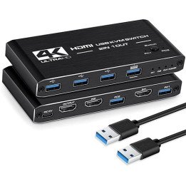 מתג KVM ל-2 מחשבים Super Connect KVM201K2 תומך 4K