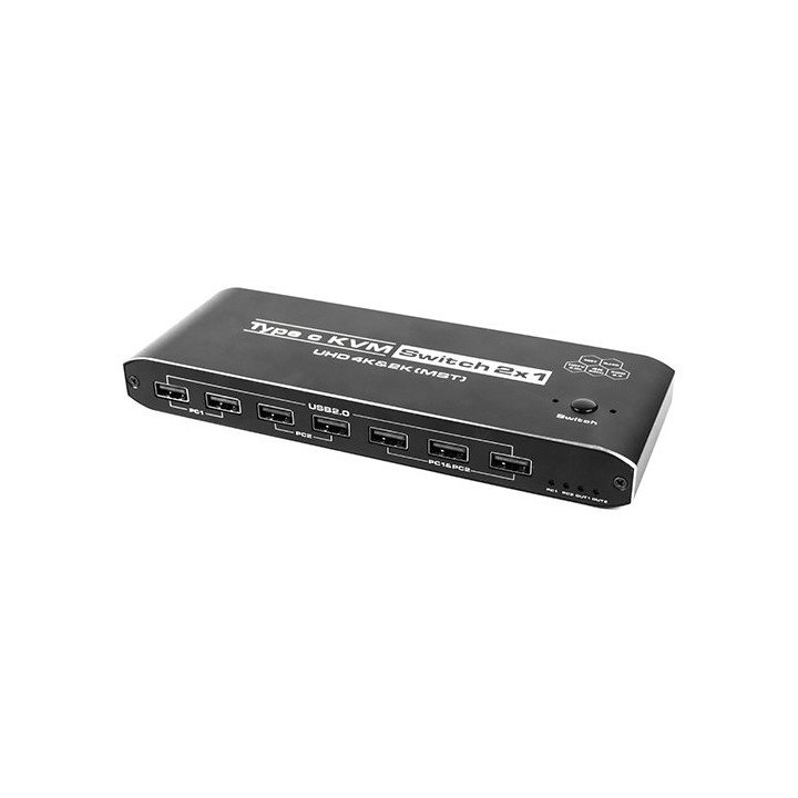 מתג KVM ל-2 מחשבים Super Connect KVM201K3 תומך 4K כולל חיבור רשת