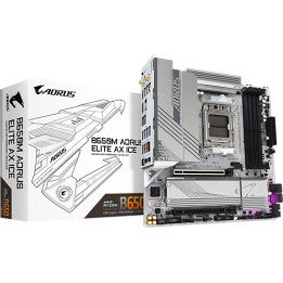 לוח אם Gigabyte B650M AORUS ELITE AX ICE WIFI6E DDR5 mATX AM5 AMD בצבע