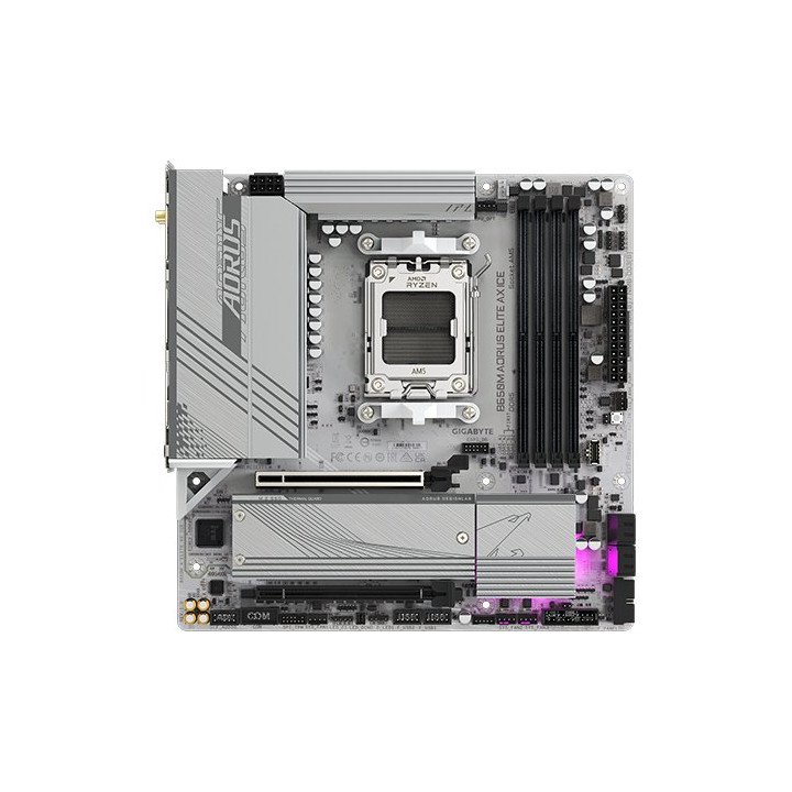 לוח אם Gigabyte B650M AORUS ELITE AX ICE WIFI6E DDR5 mATX AM5 AMD בצבע