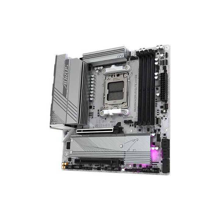 לוח אם Gigabyte B650M AORUS ELITE AX ICE WIFI6E DDR5 mATX AM5 AMD בצבע