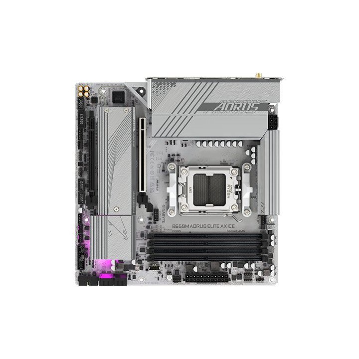 לוח אם Gigabyte B650M AORUS ELITE AX ICE WIFI6E DDR5 mATX AM5 AMD בצבע