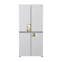 מקרר 4 דלתות מקפיא תחתון 470 ליטר זכוכית סילבר aiwa NF 6500 – משלוח חי