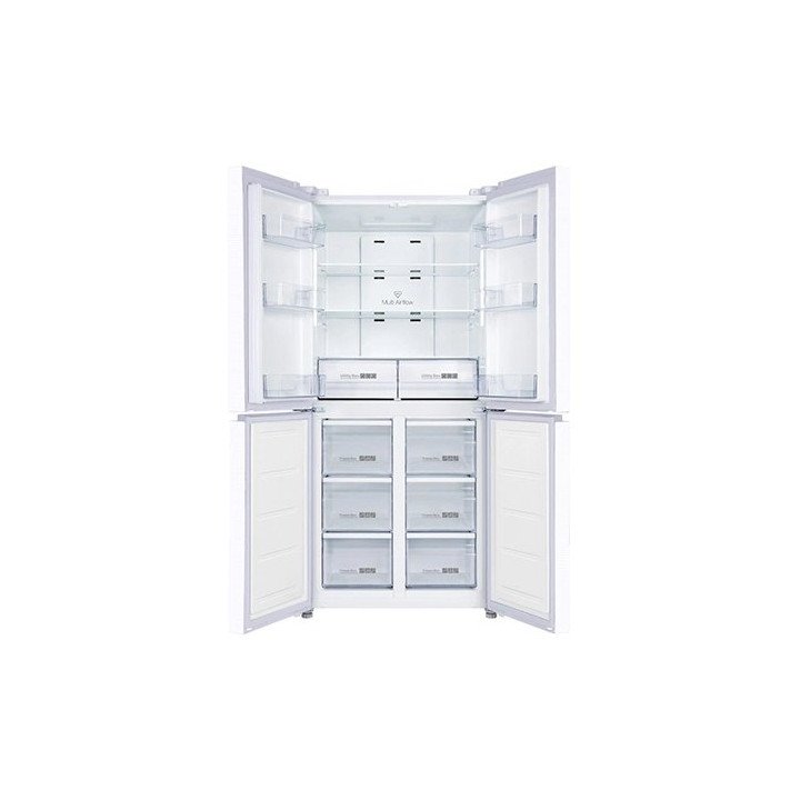 מקרר 4 דלתות מקפיא תחתון 470 ליטר זכוכית קרם aiwa NF 6500 – משלוח חינם