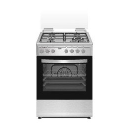 תנור משולב כיריים גז 4 להבות 60x60 נירוסטה עם מכסה זכוכית Luxor