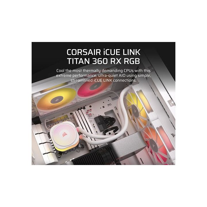 קירור נוזלי למעבד Corsair iCUE LINK TITAN 360 RX RGB 360mm בצבע לבן