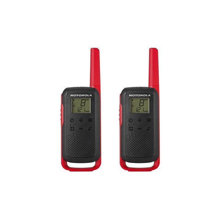 זוג מכשירי קשר Motorola TALKABOUT T62 עד כ- 8 ק"מ, בצבע שחור ואדום