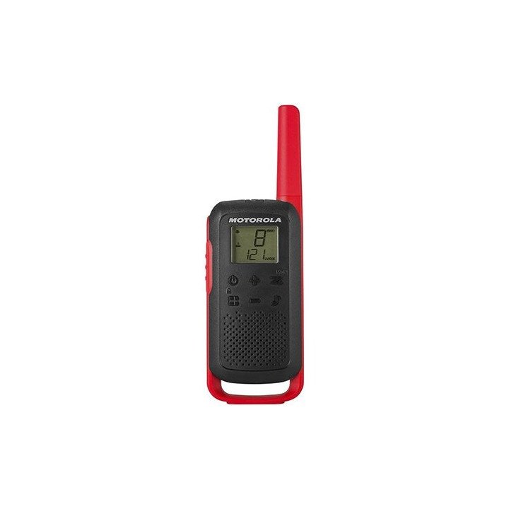 זוג מכשירי קשר Motorola TALKABOUT T62 עד כ- 8 ק"מ, בצבע שחור ואדום