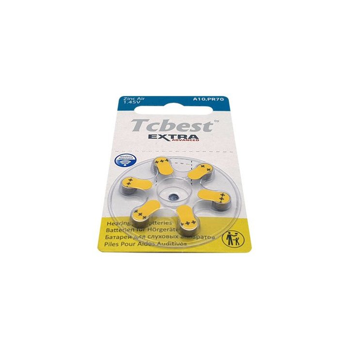 סוללות למכשיר שמיעה Tcbest - מארז 6 סוללות