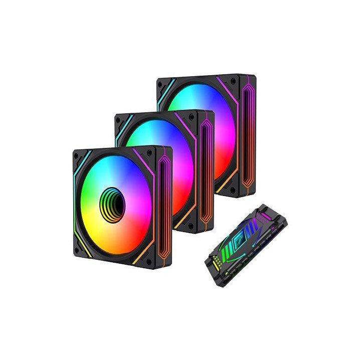3 מאווררים למארז 12 ס''מ עם בקר מאווררים ותאורה Super Gaming GT120 ARG