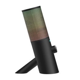 מיקרופון גיימינג קונדנסר חוטי עם תאורת RGB חיבור USB-C וכניסה לאוזניות