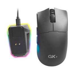 עכבר גיימינג אלחוטי עם תאורת GK7B RGB בצבע שחור