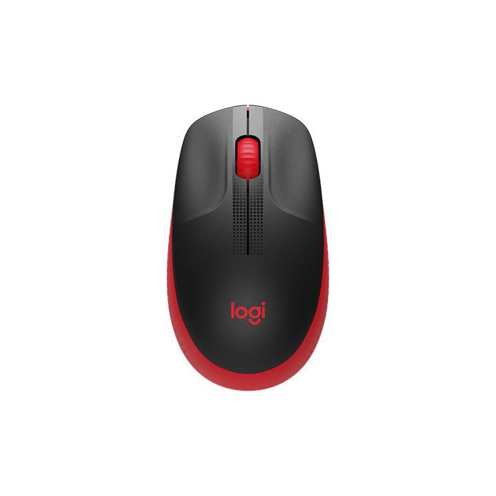 עכבר אלחוטי Logitech M190 Full-Size Wireless בצבע שחור ואדום