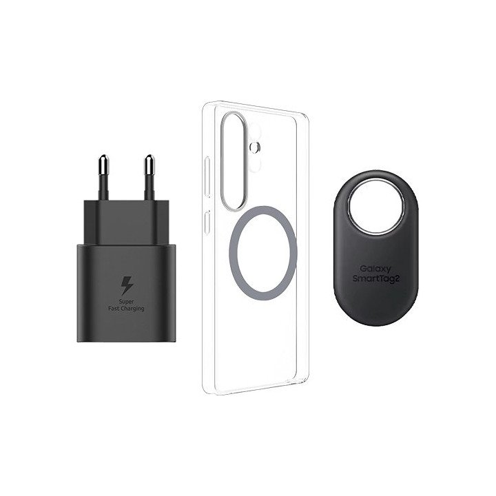סט כיסוי מגנטי שקוף ל-Samsung Galaxy S25 Ultra - כולל Smart Tag 2 ומטע