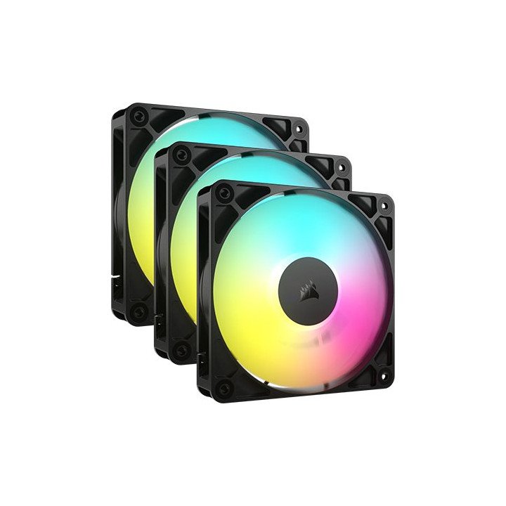3 מאווררים למארז 12 ס"מ Corsair RS120 ARGB PWM בצבע שחור
