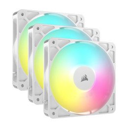 3 מאווררים למארז 12 ס"מ Corsair RS120 ARGB PWM בצבע לבן