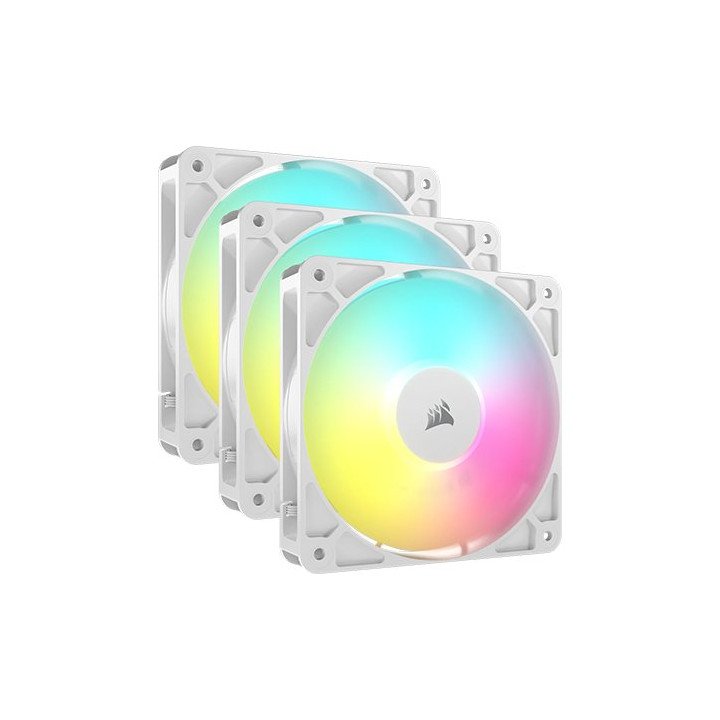 3 מאווררים למארז 12 ס"מ Corsair RS120 ARGB PWM בצבע לבן