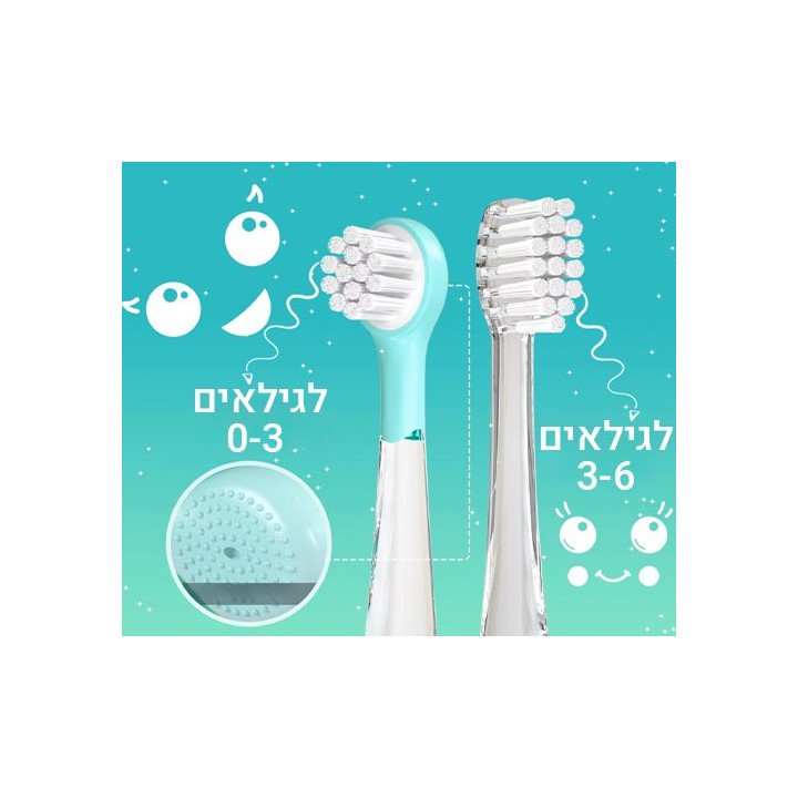 מברשת שיניים חשמלית לילדים Seago נטענת וכוללת 8 ראשים מיוחדים לילדים