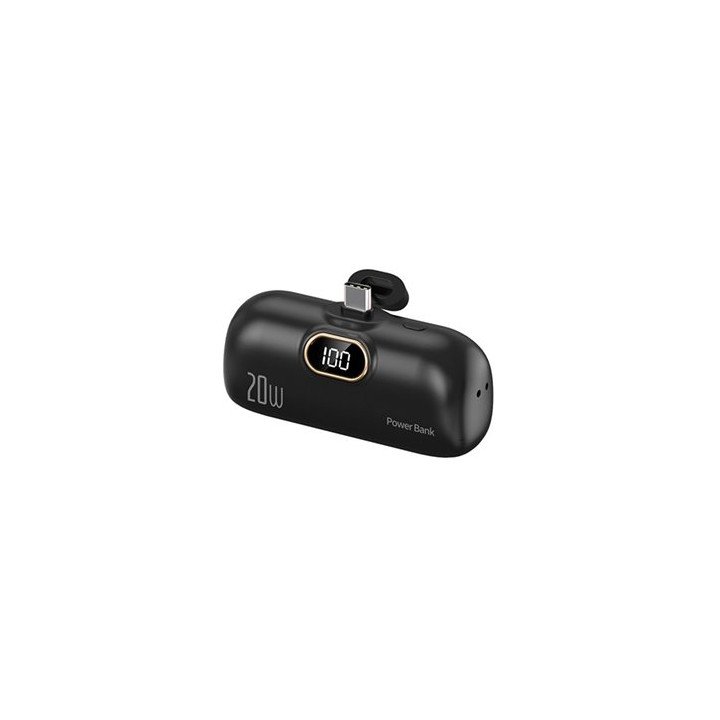 סוללת גיבוי קומפקטית - טעינה מהירה Powerbank 5000mAh 20w - צבע שחור - 