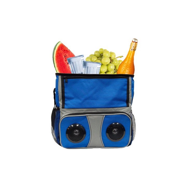 תיק צידנית עם רמקולים בלוטוס מובנים Boxer Bluetooth - בצבע כחול ואפור