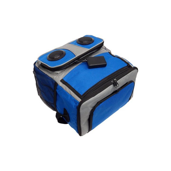 תיק צידנית עם רמקולים בלוטוס מובנים Boxer Bluetooth - בצבע כחול ואפור