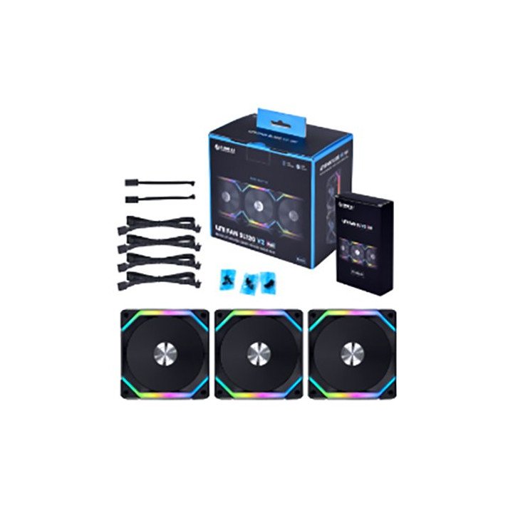 3 מאווררים למארז 12 ס''מ Lian Li UNI FAN SL V2 – צבע שחור – תאורת RGB