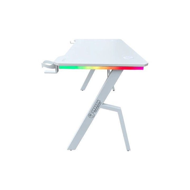 שולחן גיימינג תאורת RGB אורך 120 סמ לבן דרגון Dragon TR – משלוח חינם