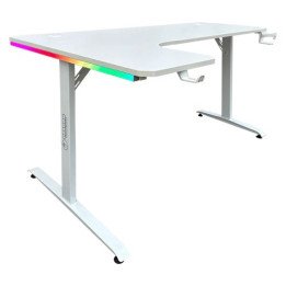 שולחן גיימינג פינתי שמאל תאורת RGB לבן 160*100 סמ דרגון Dragon – משלוח