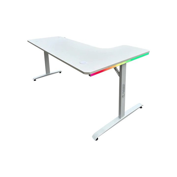 שולחן גיימינג פינתי שמאל תאורת RGB לבן 160*100 סמ דרגון Dragon – משלוח
