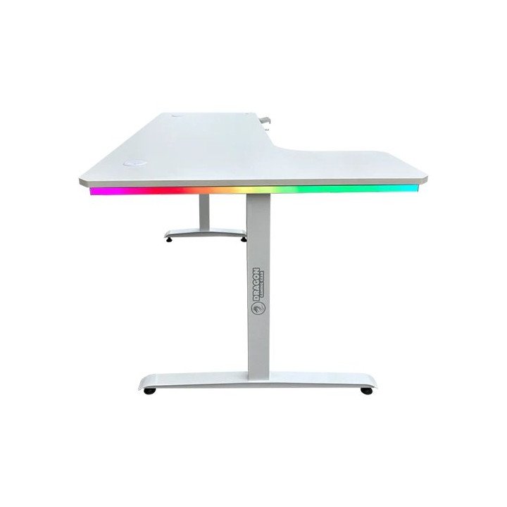 שולחן גיימינג פינתי שמאל תאורת RGB לבן 160*100 סמ דרגון Dragon – משלוח
