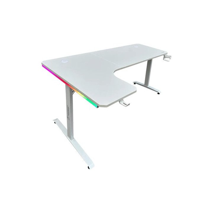 שולחן גיימינג פינתי שמאל תאורת RGB לבן 160*100 סמ דרגון Dragon – משלוח
