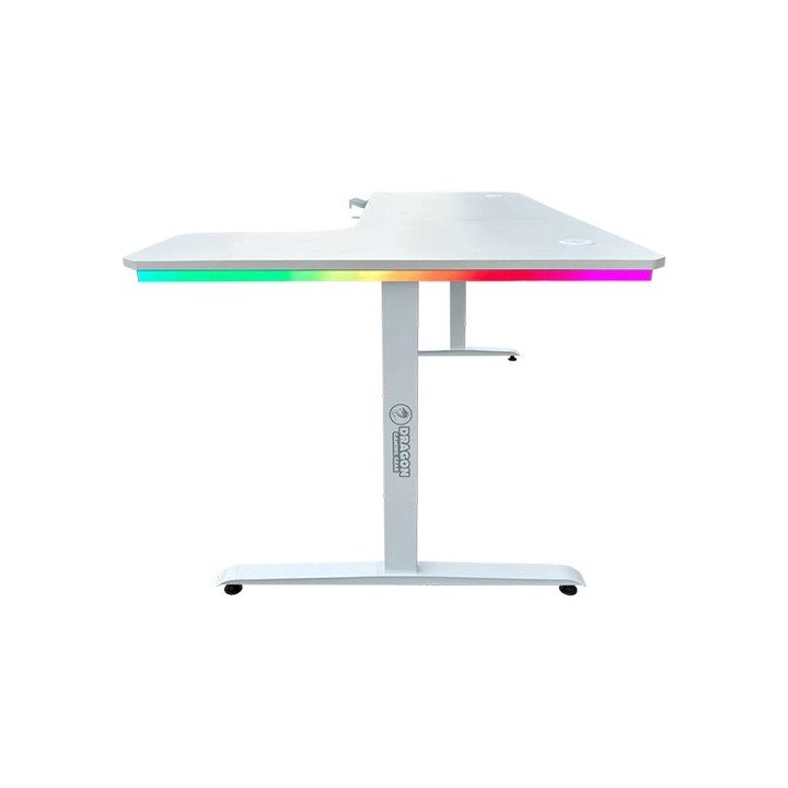 שולחן גיימינג פינתי ימין תאורת RGB לבן 160*100 סמ דרגון Dragon – משלוח