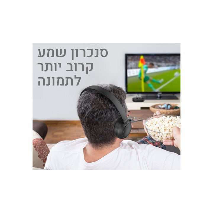 אוזניות לטלוויזיה אלחוטיות נטענות Super Sound CR-V10 On Ear צבע שחור
